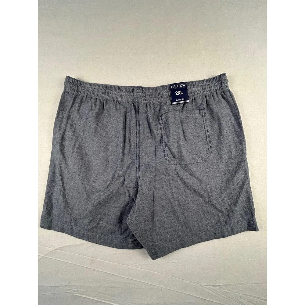 Nautica Mens XXL Shorts Lapis Blue Herringbone Cotton Classic Fit B5515T New